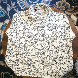 Liz Claiborne Black and White Floral Turtleneck